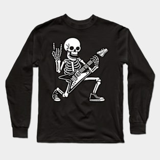 Skeleton Playing Heavy Metal Guitarrock Skeleton Playing Guitarskeleton Rocker Long Sleeve T-Shirt